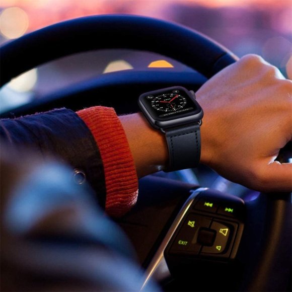 NEW[BAND] NAVY Genuine Leather For Apple Watch - Picture 3 of 8